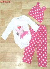 3PCS Baby Cotton Romper Set Infant Newborn Boys Girls Cartoon Animal Costume Clothing Sets Cute Jumpsuit +Hat+Pants Barboteuse