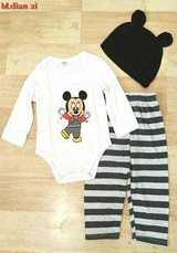 3PCS Baby Cotton Romper Set Infant Newborn Boys Girls Cartoon Animal Costume Clothing Sets Cute Jumpsuit +Hat+Pants Barboteuse