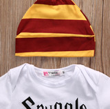 3PCS Baby Clothing Set Newborn Baby Boys Girls Letter Muggle Bodysuit/Tshirt+Stripe Pants+Hat Outfits Clothes 0-18M Super Cute