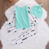 3Pcs Autumn 2017 Newborn Baby Boy Girl Top Long Sleeve Cotton T shirt +Pants +Hat Cotton Outfit Set Clothes