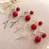 3Pc/Lot Sweet Women Girls Barrettes Korean Style Red Cherry Shaped Bow Hairpin Twist Hair Clips Headdress Hair Accessories 3Pc/Lot Sweet Women Girls Barrettes Korean Style Red Cherry Shaped Bow Hairpin Twist Hair Clips Headdress Hair Accessories