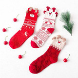 3Pairs Women Short Sock Cartoon Christmas Theme Box Gift Santa Claus Elk Funny Women Socks Winter Warm Stretchy Cotton Sock Meia