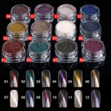 3G Chrome Pigment Nail Glitter Effect on Pink Color Mirror Powder Aluminium Powder Nail Art