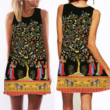 3D vintage Print summer dress 2016 bohemian beach dress summer sundresses women dresses dashiki hippie boho vestidos plus size