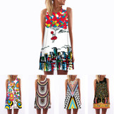 3D vintage Print summer dress 2016 bohemian beach dress summer sundresses women dresses dashiki hippie boho vestidos plus size