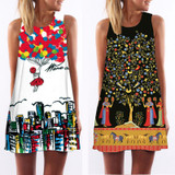 3D vintage Print summer dress 2016 bohemian beach dress summer sundresses women dresses dashiki hippie boho vestidos plus size