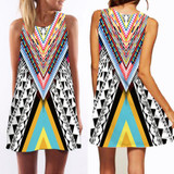 3D vintage Print summer dress 2016 bohemian beach dress summer sundresses women dresses dashiki hippie boho vestidos plus size