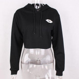 CUTE Letters Printing Crop Tops Women Hoodies Sweatshirts Long Sleeve Pullovers Casual Hoodies Moleton Autumn Sudaderas Mujer Q4