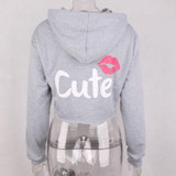 CUTE Letters Printing Crop Tops Women Hoodies Sweatshirts Long Sleeve Pullovers Casual Hoodies Moleton Autumn Sudaderas Mujer Q4