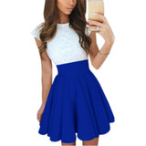 Cute Lace Stitching Dress 2017 Summer Women Fashion Party Girls Lace Dress A Line Mini Dress Vestidos Plus Size 6 Colors GV651