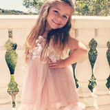Cute Kids Girls Princess Pink White Dresses Pageant Toddler Kids Baby Girl Sleeveless Flower Tulle Petal Party Ball Gown Dresses