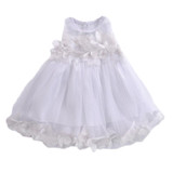Cute Kids Girls Princess Pink White Dresses Pageant Toddler Kids Baby Girl Sleeveless Flower Tulle Petal Party Ball Gown Dresses