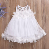 Cute Kids Girls Princess Pink White Dresses Pageant Toddler Kids Baby Girl Sleeveless Flower Tulle Petal Party Ball Gown Dresses