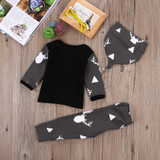 Cute Infant Baby Girl Boy Clothes Deer Tops T-shirt+Pants Leggings Hat 3pcs Outfits Kids Clothing Set 0-24M