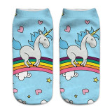 cute harajuku print unicorn cotton socks women girls spring summer korean animal funny sock sweet 3d/art socks,calcetines mujer