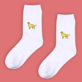 cute harajuku style embroidery dog socks women funny animal korean white sock bulldog/husky/pug pattern socks,calcetines mujer