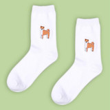 cute harajuku style embroidery dog socks women funny animal korean white sock bulldog/husky/pug pattern socks,calcetines mujer