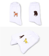 cute harajuku style embroidery dog socks women funny animal korean white sock bulldog/husky/pug pattern socks,calcetines mujer