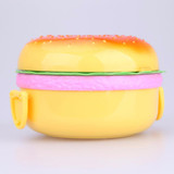Cute Hamburger Double Tier Bento Lunchbox Burger Box Children School Food Container Tableware Set with Fork Kids Christmas Gift