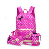 Cute Girls Bow Canvas Backpacks Girls Teenagers School Bags 3 Pcs/Set Schoolbag Large Capacity Dot Printing School Rucksack