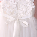 Cute Girl Tutlle Dress Solid Baby Girls Princess Lace Flower Tulle Gown Formal Party Dress Sundress Children Dresses