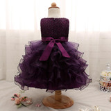 Cute Girl Infant Party Dress For 1 Year Baby Girl Birthday Frock Toddler Girl Christening Gown Baby Purple Dresses For Baptism