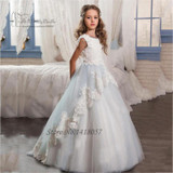 Cute Flower Girl Dresses Long Pageant Dresses for Kids Evening Gowns Lace First Communion Dress for Girls Graduation Gowns 2017