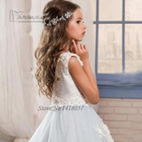 Cute Flower Girl Dresses Long Pageant Dresses for Kids Evening Gowns Lace First Communion Dress for Girls Graduation Gowns 2017