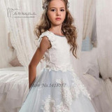 Cute Flower Girl Dresses Long Pageant Dresses for Kids Evening Gowns Lace First Communion Dress for Girls Graduation Gowns 2017