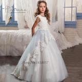 Cute Flower Girl Dresses Long Pageant Dresses for Kids Evening Gowns Lace First Communion Dress for Girls Graduation Gowns 2017