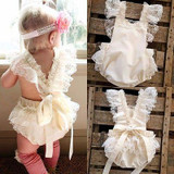 Cute Floral Toddler Baby Girls Romper Sleeveless Cotton Lace Ruffle Jumpsuit Sunsuit Clothes