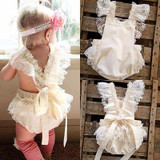 Cute Floral Toddler Baby Girls Romper Sleeveless Cotton Lace Ruffle Jumpsuit Sunsuit Clothes