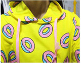 Cute donut print pullovers 2017 Spring women hoodies sweatshirts yellow large size M-XL sudaderas mujer fashion feminino moleton