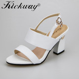 Kickway Sandals women 2017 summer genuine leather sandals women Summer fish mouth sandals shoes Plus size 33-44 drop shipping