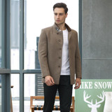 Khaki Turtleneck Casual Men Winter Coat Jacket Wool &amp; Blend Coats 2017 thickening Cashmere Mens Coats Overcoats Plus Size