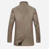 Khaki Turtleneck Casual Men Winter Coat Jacket Wool &amp; Blend Coats 2017 thickening Cashmere Mens Coats Overcoats Plus Size
