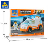 KAZI 92+pcs Ambulance Car Truck Building Blocks Sets Toys for Children Educational Assembling Bricks Gift Toy Brinquedos menino