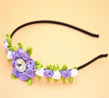 Rhinestone Flowers Green Garlands Leaves Decorative Wreaths Hair Hoop Boutique Head Band Girls Hair Accessories