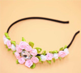 Rhinestone Flowers Green Garlands Leaves Decorative Wreaths Hair Hoop Boutique Head Band Girls Hair Accessories