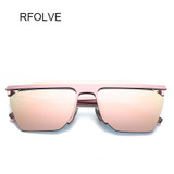 RFOLVE new Men Women Square Sunglasses New Fashion Large Lens Metal Mirror Sun Glasses For Male Female R8097