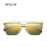 RFOLVE new Men Women Square Sunglasses New Fashion Large Lens Metal Mirror Sun Glasses For Male Female R8097