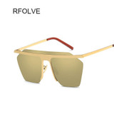 RFOLVE new Men Women Square Sunglasses New Fashion Large Lens Metal Mirror Sun Glasses For Male Female R8097