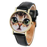 Cute Cat Watch Women PU Leather Wrist Watches Vogue Ladies Casual Analog Quartz Watch 2017 New Fashion Clock Relogio Feminino