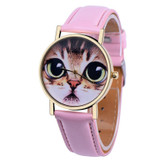 Cute Cat Watch Women PU Leather Wrist Watches Vogue Ladies Casual Analog Quartz Watch 2017 New Fashion Clock Relogio Feminino