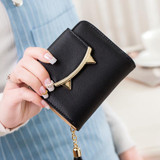 Cute Cat Leather Trifold Slim Mini Wallet Women Small Clutch Purse Coin Card Holder