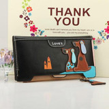 Cute Cartoon Fashion Cute Puppy Zipper Long Wallet Cartoon Dog 6 Colors PU Leather Women Wallets Ladies Clutch Card Holder