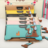 Cute Cartoon Fashion Cute Puppy Zipper Long Wallet Cartoon Dog 6 Colors PU Leather Women Wallets Ladies Clutch Card Holder