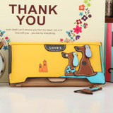 Cute Cartoon Fashion Cute Puppy Zipper Long Wallet Cartoon Dog 6 Colors PU Leather Women Wallets Ladies Clutch Card Holder