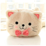 Cute Cartoon Cosmetic Bag Cat Shape Soft Plush Makeup Bag Zipper Pouch Pen Pencil Case Travel Storage Bags Make Up Organizer