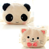 Cute Cartoon Cosmetic Bag Cat Shape Soft Plush Makeup Bag Zipper Pouch Pen Pencil Case Travel Storage Bags Make Up Organizer